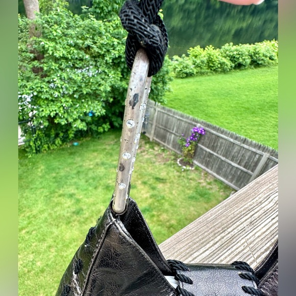 Emanuel Ungaro- Black and Brown Metallic Evening Bag with Rhinestone Details. - Picture 7 of 13